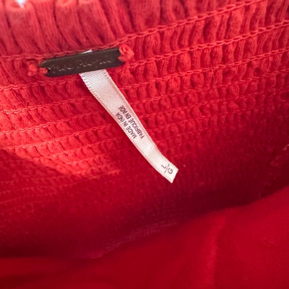 Free People Red Floral Embroidered Crop Top - Picture 2 of 2
